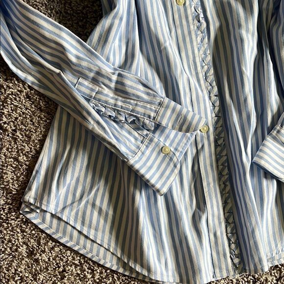 Womens Banana Republic Dillon Shirt Blue and White Striped Button Down Shirt - Picture 4 of 5